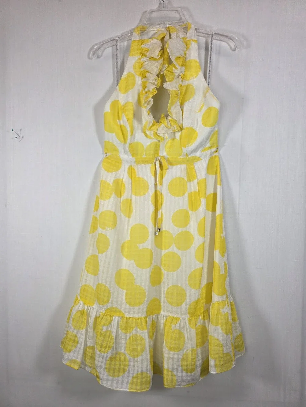 Lilly Pulitzer Silk Cotton Yellow Polka Dot Ruffle Halter Dress Size 4 - Picture 3 of 14